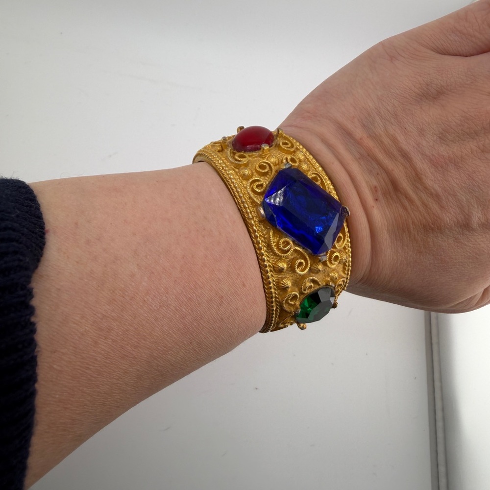 Vintage Maresco Jeweled Chain Necklace and unsigned Matching Cuff - Picture 12 of 15